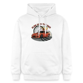 Glisser dans le DMS - Sweat à capuche Softstyle® Gildan Unisexe - blanc - Devant - Liana (172cm) & Jaron (178cm)