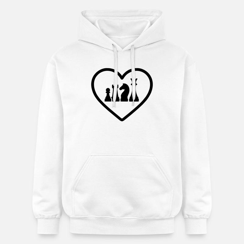Pions d’échecs cœur - Sweat à capuche Softstyle® Gildan Unisexe - blanc