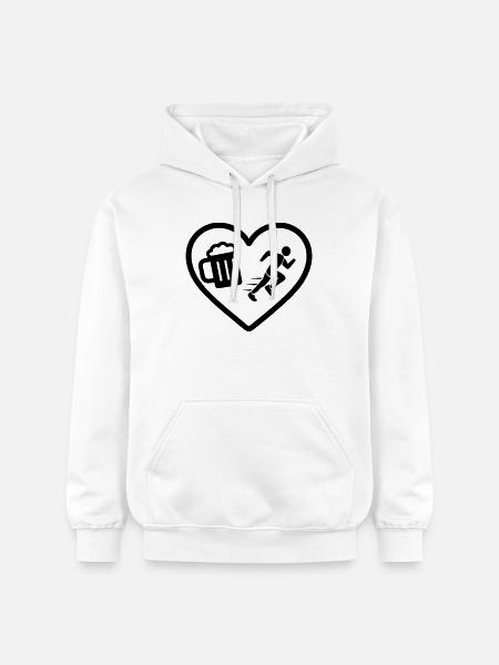 Heart Beer Running Humor - Gildan Unisex Softstyle® Midweight Hoodie - white
