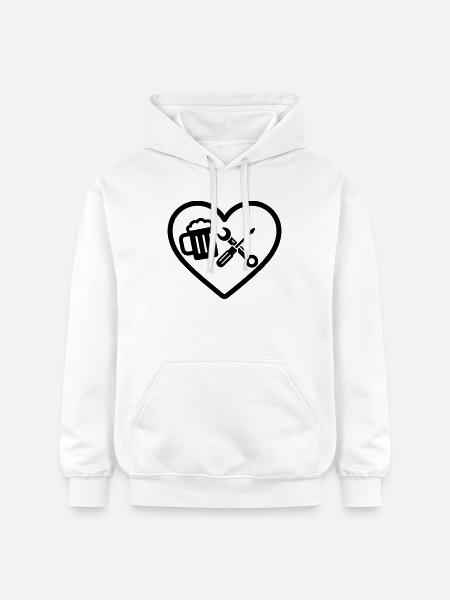 Heart Beer DIY Humor - Gildan Unisex Softstyle® Midweight Hoodie - white