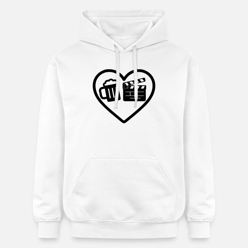 Cœur Bière Cinéma Humour - Sweat à capuche Softstyle® Gildan Unisexe - blanc