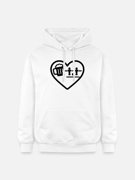 Heart Beer Foosball Humor - Gildan Unisex Softstyle® Midweight Hoodie - white
