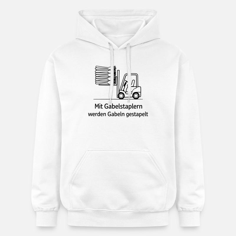 forklift pun fork stacking - Gildan Unisex Softstyle® Midweight Hoodie - white