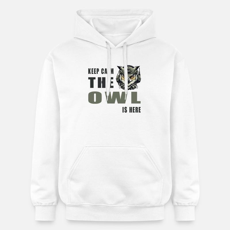 Reste calme, la chouette est là - Sweat à capuche Softstyle® Gildan Unisexe - blanc