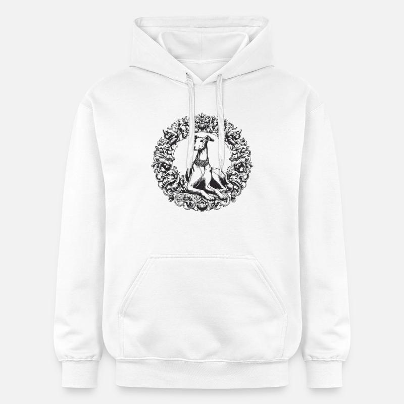 Silhouette de lévrier orné - Sweat à capuche Softstyle® Gildan Unisexe - blanc