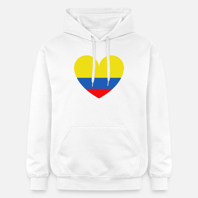 Cœur Drapeau Colombie - Sweat à capuche Softstyle® Gildan Unisexe - blanc