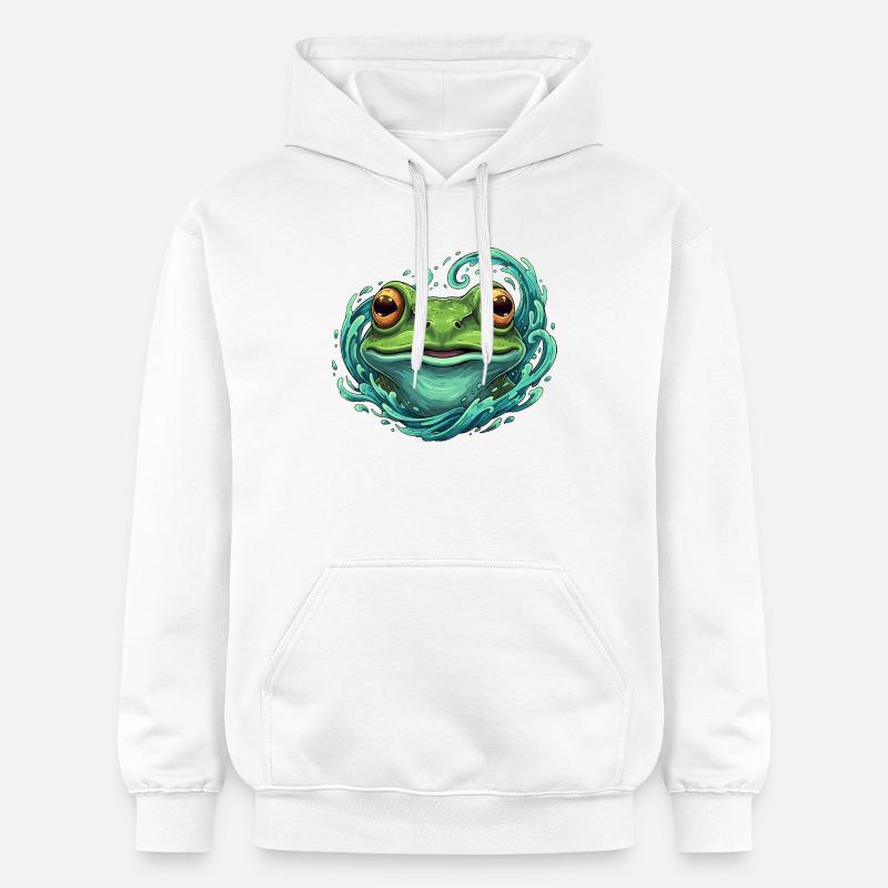Wave Frog Pop Art Illustration - Sweat à capuche Softstyle® Gildan Unisexe - blanc
