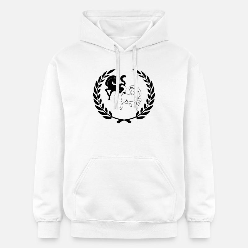 Couronne de laurier avec deux chevaux - Sweat à capuche Softstyle® Gildan Unisexe - blanc