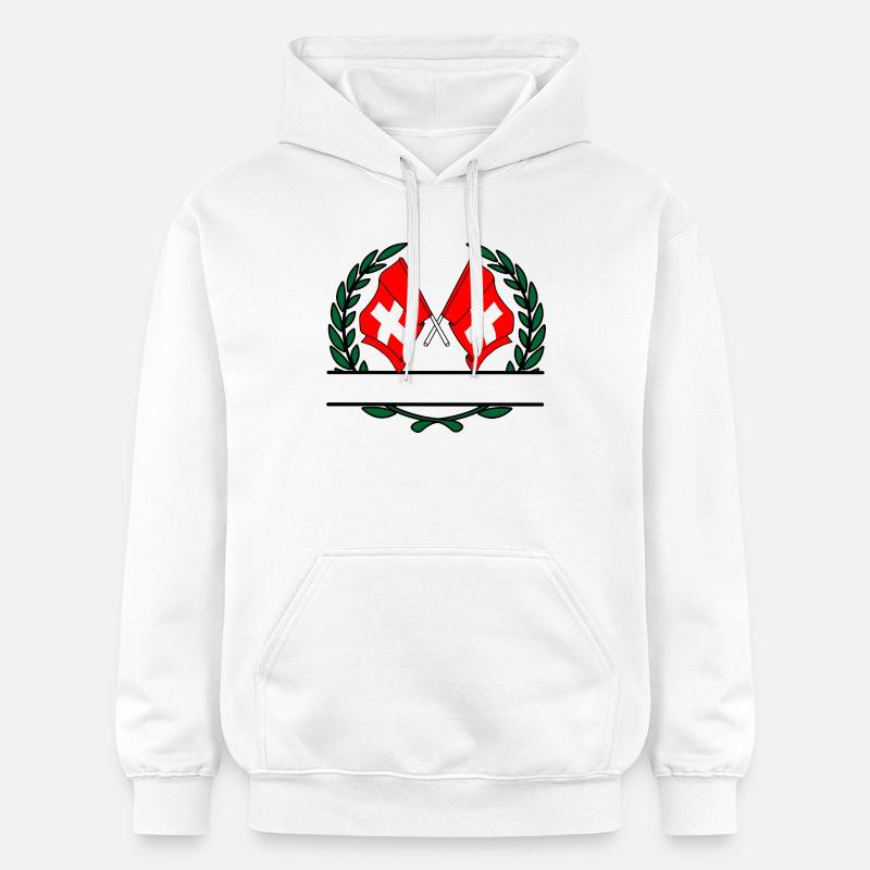 Drapeaux Suisse couronne de laurier bannière - Sweat à capuche Softstyle® Gildan Unisexe - blanc