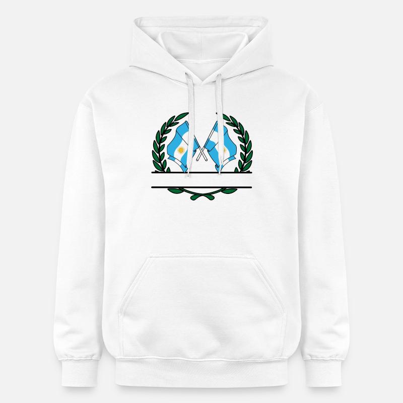 Drapeaux Argentine bannière couronne de laurier - Sweat à capuche Softstyle® Gildan Unisexe - blanc