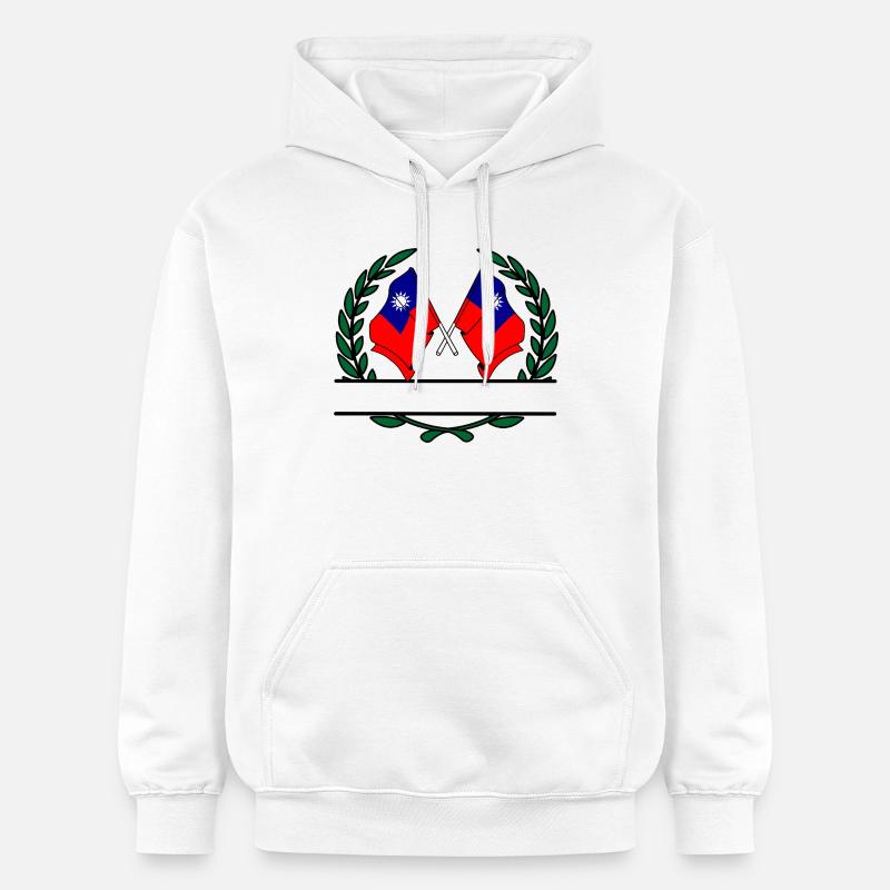 Drapeaux Taiwan bannière couronne de laurier - Sweat à capuche Softstyle® Gildan Unisexe - blanc
