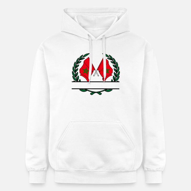 Drapeaux Maroc couronne de laurier bannière - Sweat à capuche Softstyle® Gildan Unisexe - blanc