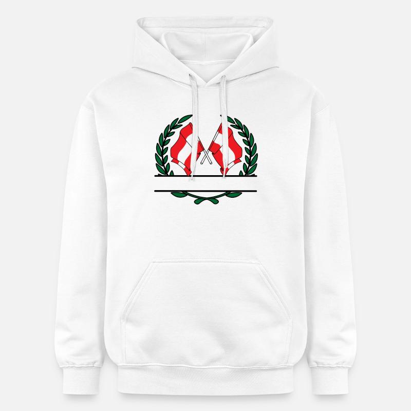 Drapeaux autrichienne couronne de laurier bannière - Sweat à capuche Softstyle® Gildan Unisexe - blanc
