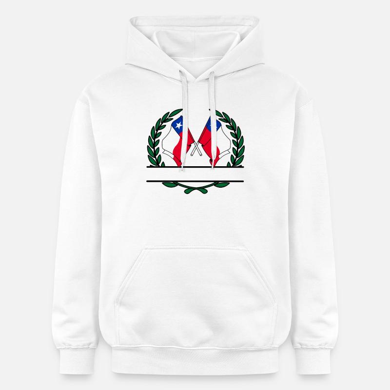 Drapeaux Chili couronne de laurier bannière - Sweat à capuche Softstyle® Gildan Unisexe - blanc