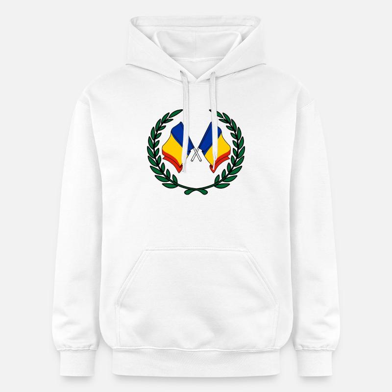 Drapeaux Roumanie en couronne de laurier - Sweat à capuche Softstyle® Gildan Unisexe - blanc
