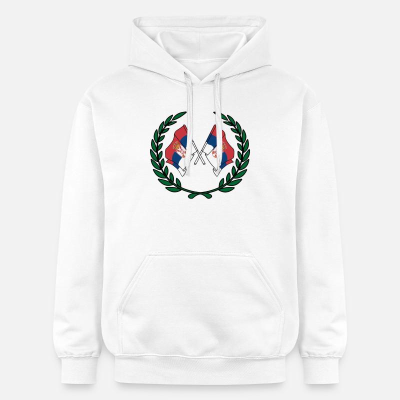 Drapeaux Serbie en couronne de laurier - Sweat à capuche Softstyle® Gildan Unisexe - blanc