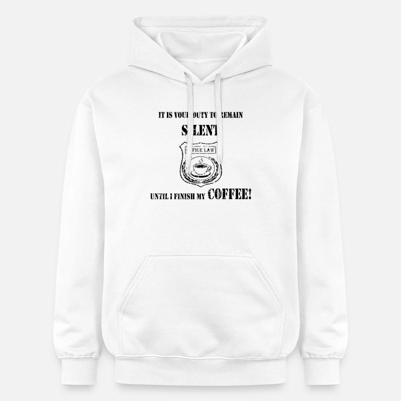 Coffee First - L’insigne du silence - Sweat à capuche Softstyle® Gildan Unisexe - blanc