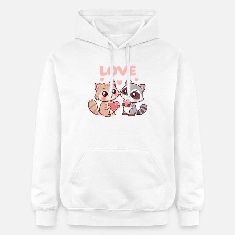 Duo Chats et Ratons Cœurs d'Amour - Sweat à capuche Softstyle® Gildan Unisexe - blanc