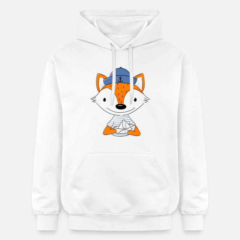 Renard marin avec bateau en papier - Sweat à capuche Softstyle® Gildan Unisexe - blanc