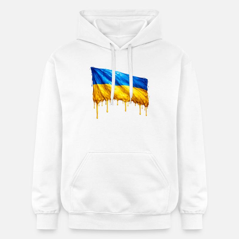Drapeau ukrainien dégoulinant - Sweat à capuche Softstyle® Gildan Unisexe - blanc