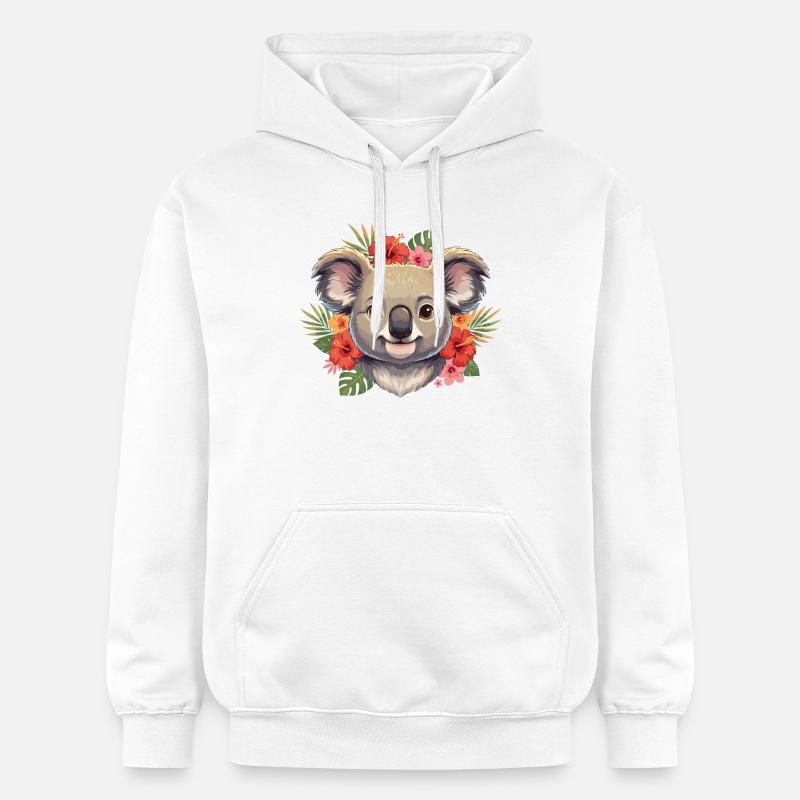 Koala avec une couronne de fleurs - Sweat à capuche Softstyle® Gildan Unisexe - blanc
