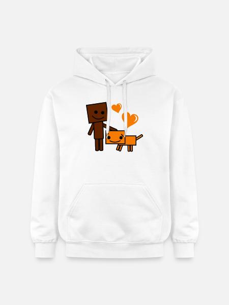 Heart Friend Cartoon Dog and Buddy - Gildan Unisex Softstyle® Midweight Hoodie - white