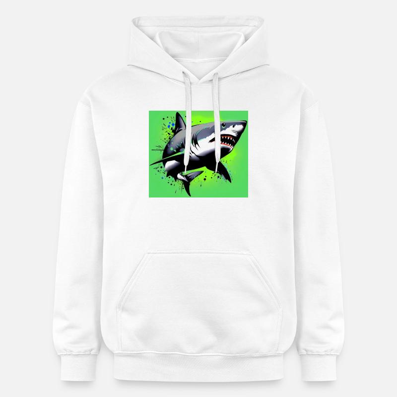 Requin - Sweat à capuche Softstyle® Gildan Unisexe - blanc