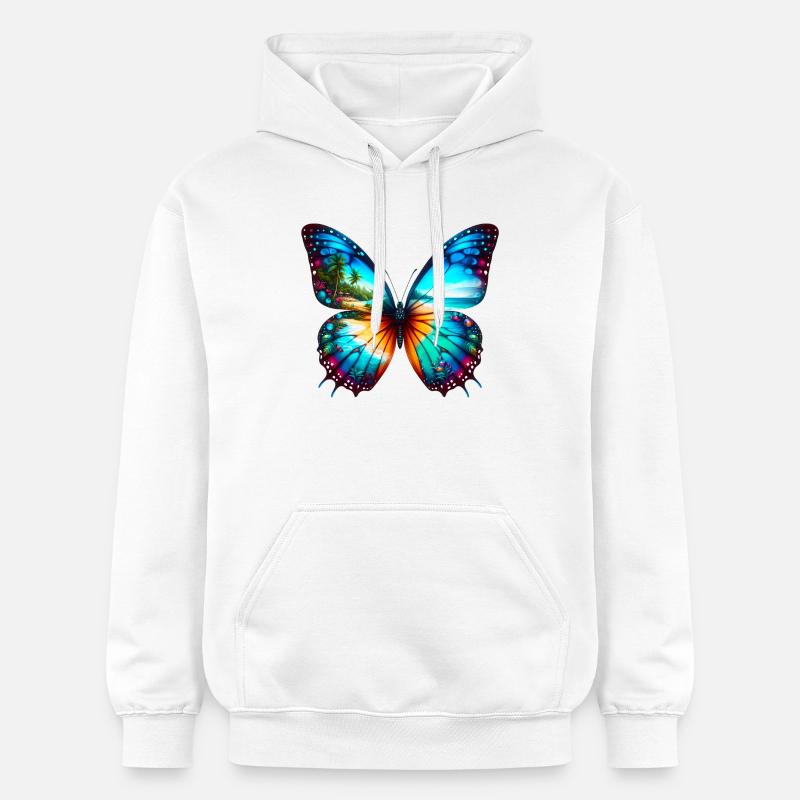 Papillon - Sweat à capuche Softstyle® Gildan Unisexe - blanc
