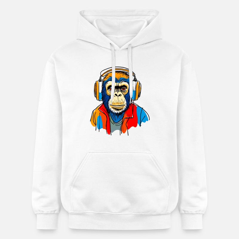 Singe avec casque - Sweat à capuche Softstyle® Gildan Unisexe - blanc