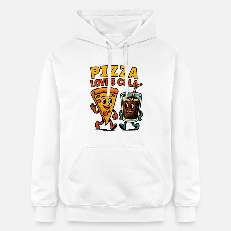 Pizza et Cola Happy Duo Design - Sweat à capuche Softstyle® Gildan Unisexe - blanc