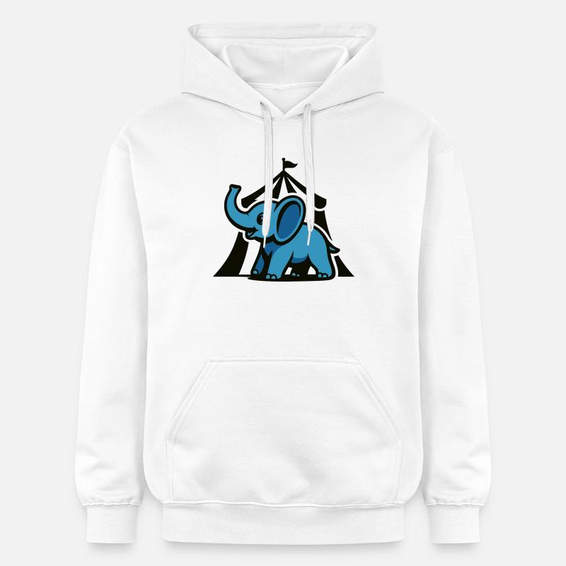 Blue Circus Elephant - Gildan Unisex Softstyle® Midweight Hoodie - white