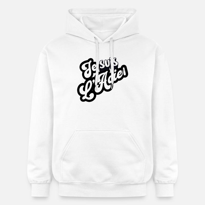 Je suis L’Acier – Typographie rétro - Sweat à capuche Softstyle® Gildan Unisexe - blanc