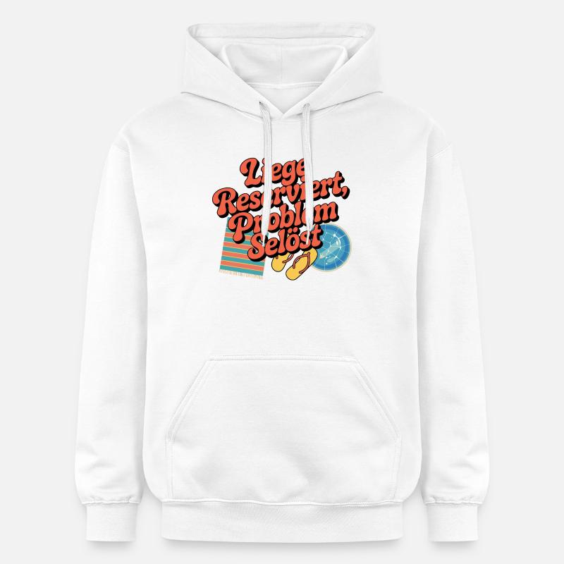 Lounger Reserved Problem solves funny beach - Gildan Unisex Softstyle® Midweight Hoodie - white