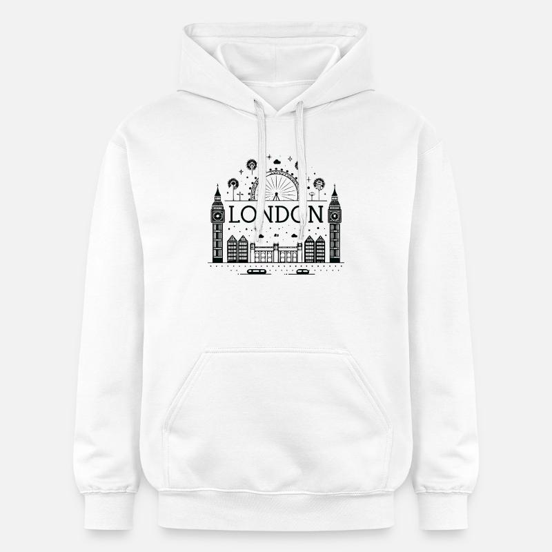 Londres Nuit Roue Big Ben - Sweat à capuche Softstyle® Gildan Unisexe - blanc