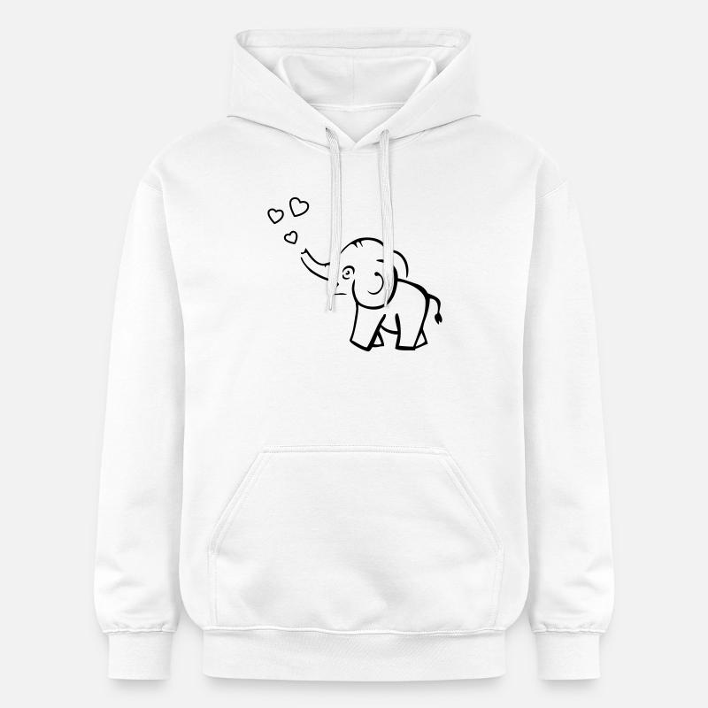 Un éléphant mignon souffle des cœurs - Sweat à capuche Softstyle® Gildan Unisexe - blanc