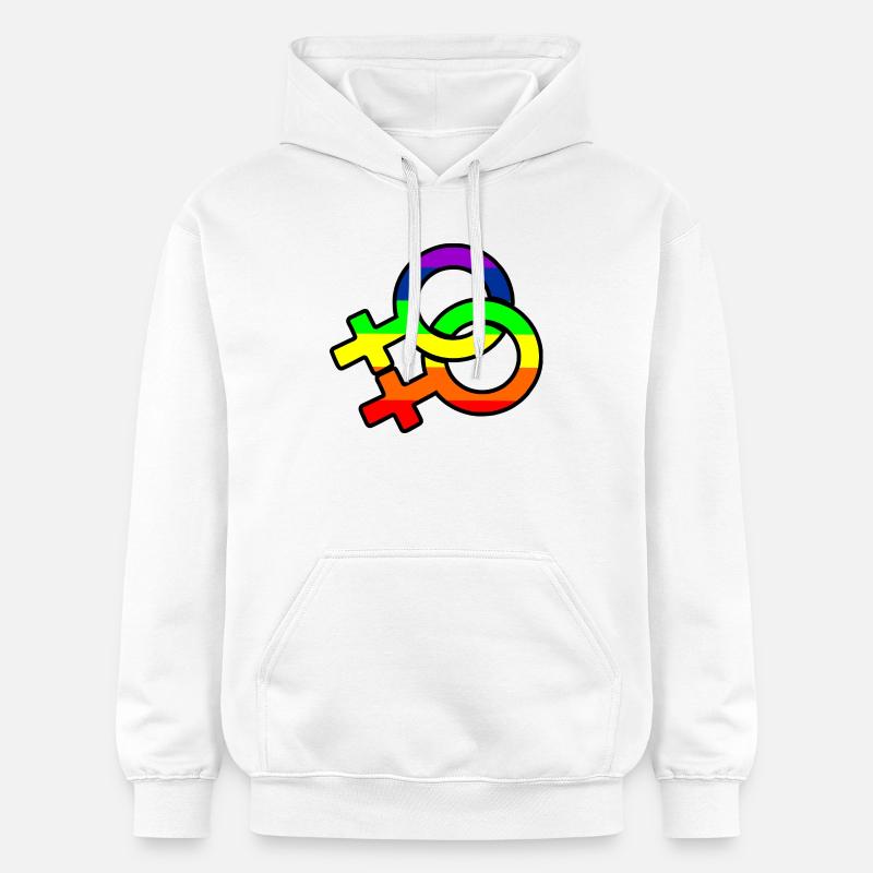 Logo lesbien de genre avec arc-en-ciel - Sweat à capuche Softstyle® Gildan Unisexe - blanc