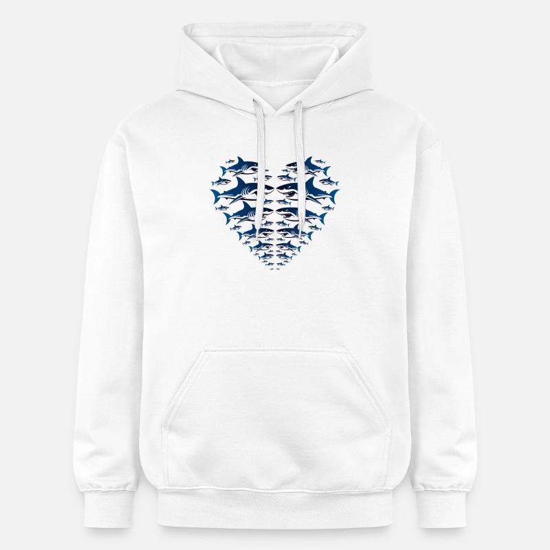 Shark Heart - Sweat à capuche Softstyle® Gildan Unisexe - blanc