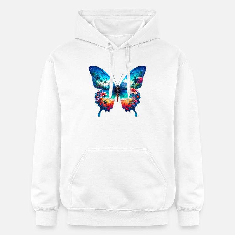 Papillon - Sweat à capuche Softstyle® Gildan Unisexe - blanc
