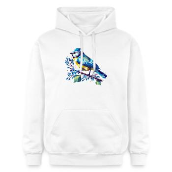 bezaubernde Blaumeise auf einem Fliederzweig - Gildan Unisex Softstyle® Midweight Hoodie - Weiß - Vorne - Liana (172cm) & Jaron (178cm)