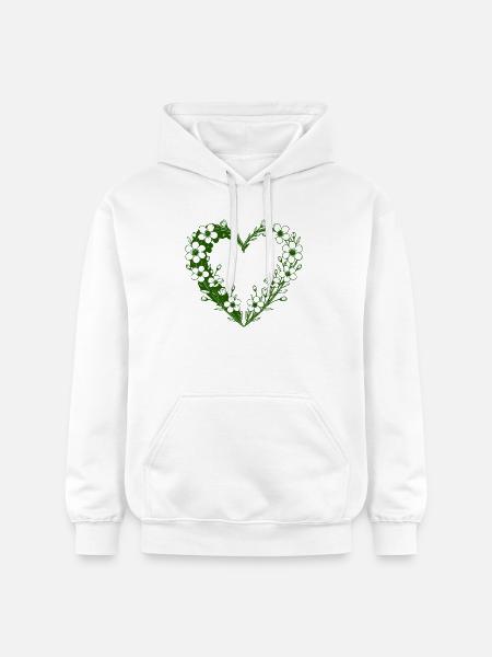 Green Floral Heart Floral Silhouette - Gildan Unisex Softstyle® Midweight Hoodie - white
