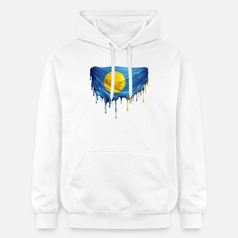Drapeau Dégoulinant de Palaos - Sweat à capuche Softstyle® Gildan Unisexe - blanc