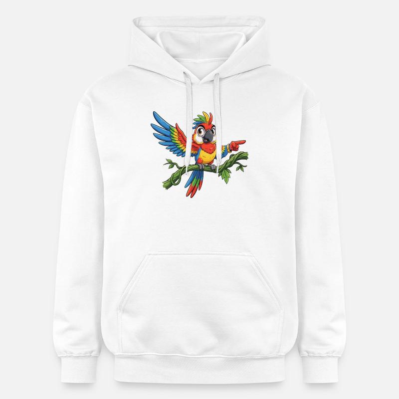 Bunter Papagei auf Ast – Pose - Gildan Unisex Softstyle® Midweight Hoodie - Weiß