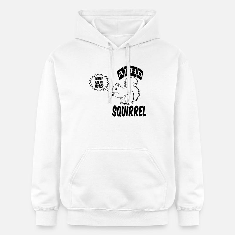 ADHD Squirrel ADHS Spruch Geschenk - Gildan Unisex Softstyle® Midweight Hoodie - Weiß