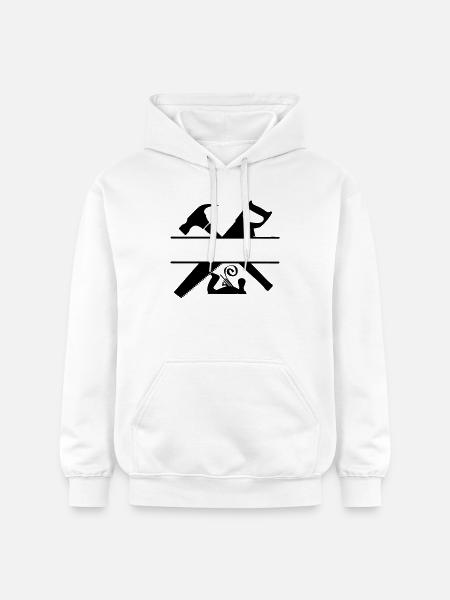 Carpenter logo hammer saw and planer - Gildan Unisex Softstyle® Midweight Hoodie - white