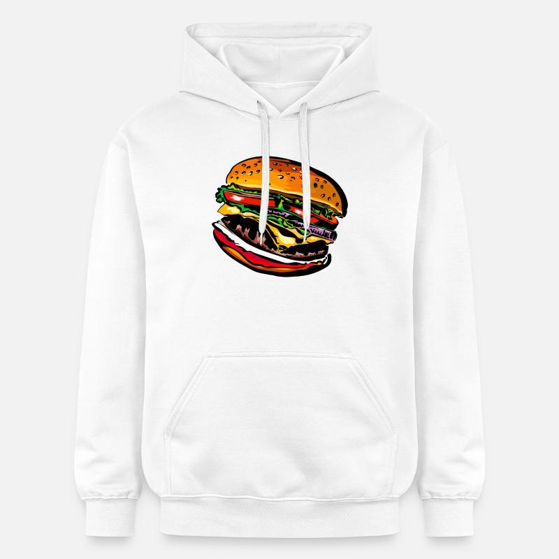 Burger Cheeseburger Restauration rapide - Sweat à capuche Softstyle® Gildan Unisexe - blanc