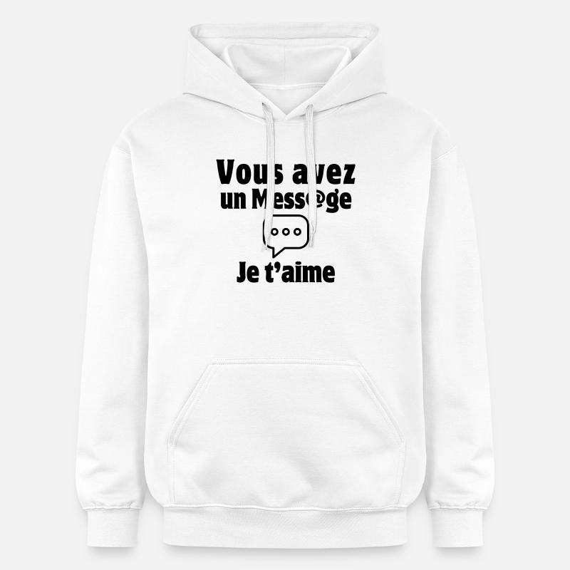 message, SMS, saint-valentin, je t'aime - Sweat à capuche Softstyle® Gildan Unisexe - blanc