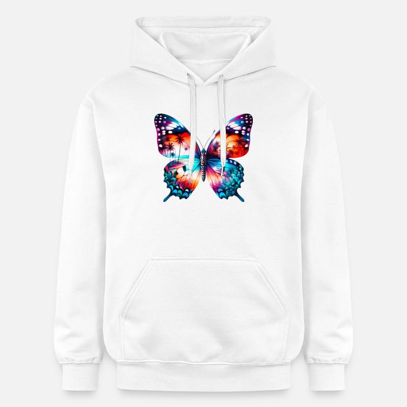 Papillon - Sweat à capuche Softstyle® Gildan Unisexe - blanc