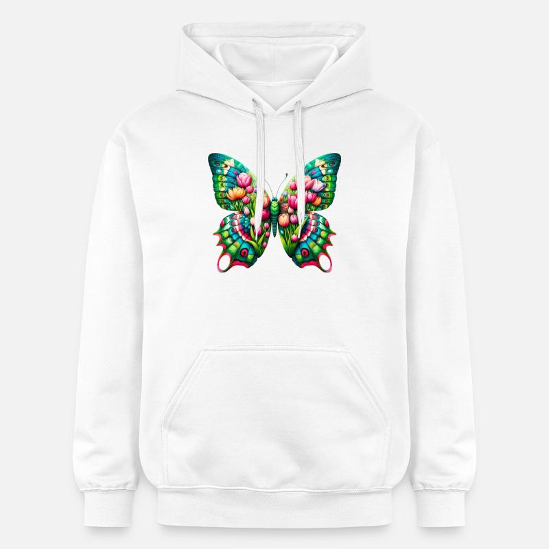 Papillon Fleurs Tulipes Tulipe Hollande - Sweat à capuche Softstyle® Gildan Unisexe - blanc
