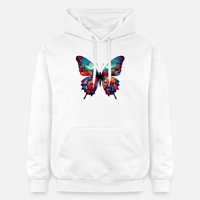 Papillon - Sweat à capuche Softstyle® Gildan Unisexe - blanc