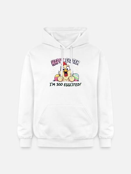 happy easter i am eggcited - Gildan Unisex Softstyle® Midweight Hoodie - white